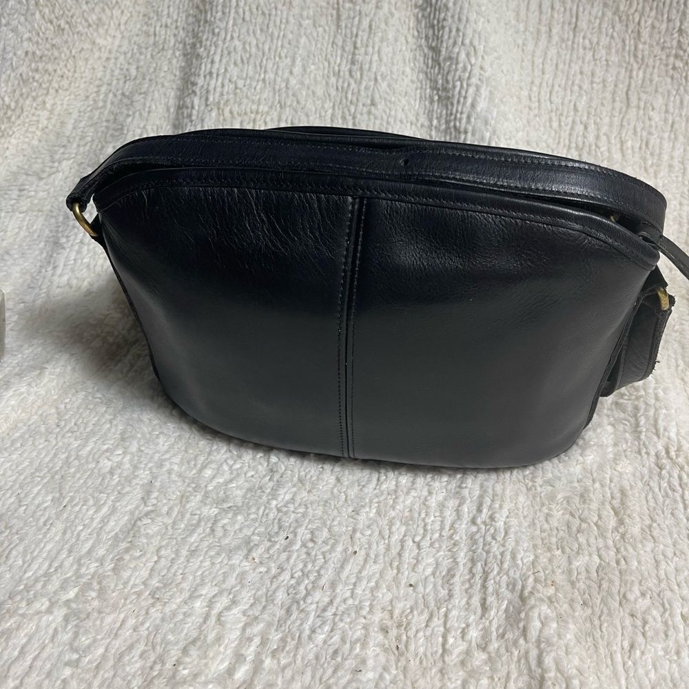Vintage Coach 9976 Black Leather Crossbody Bag  adjustable strap Brass hardwares - Picture 6 of 14